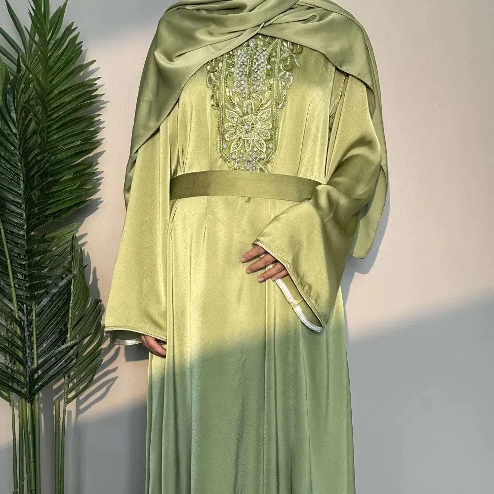Satin Embroidered Plain Abaya (MA044)