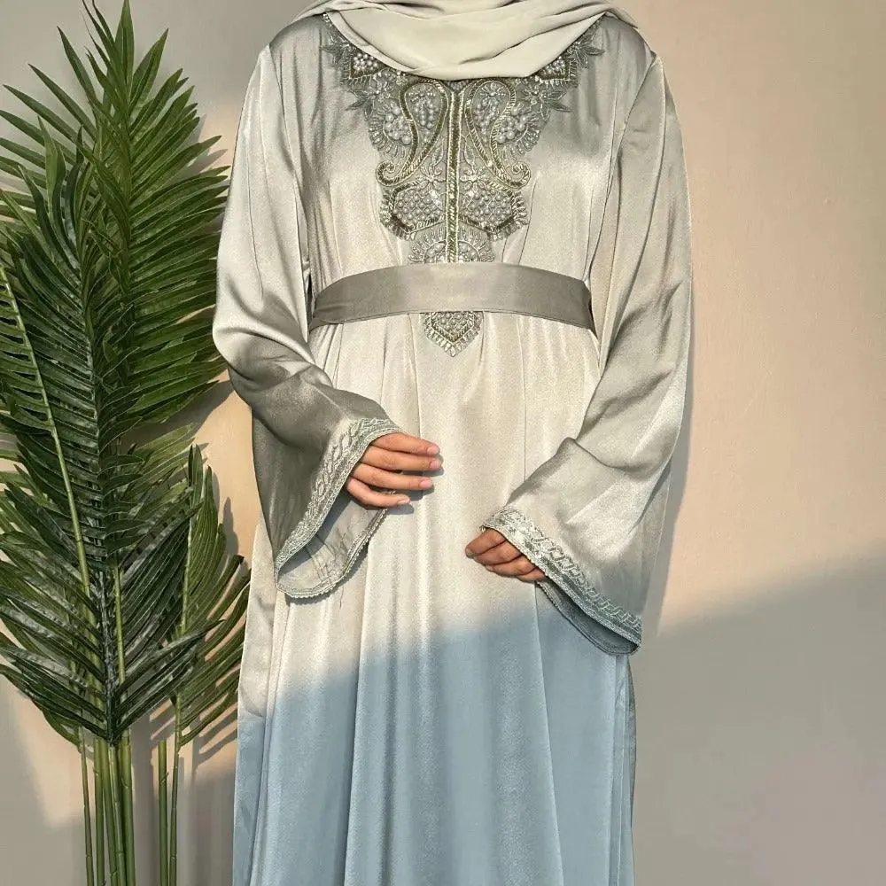 Satin Embroidered Plain Abaya (MA044)