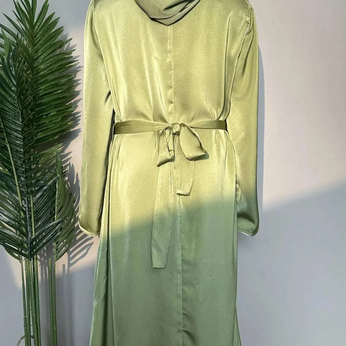 Satin Embroidered Plain Abaya (MA044)