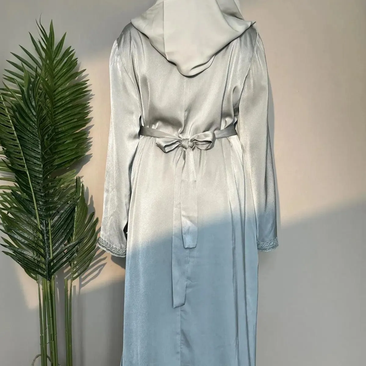 Satin Embroidered Plain Abaya (MA044)