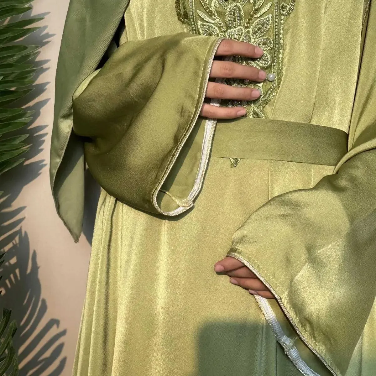 Satin Embroidered Plain Abaya (MA044)