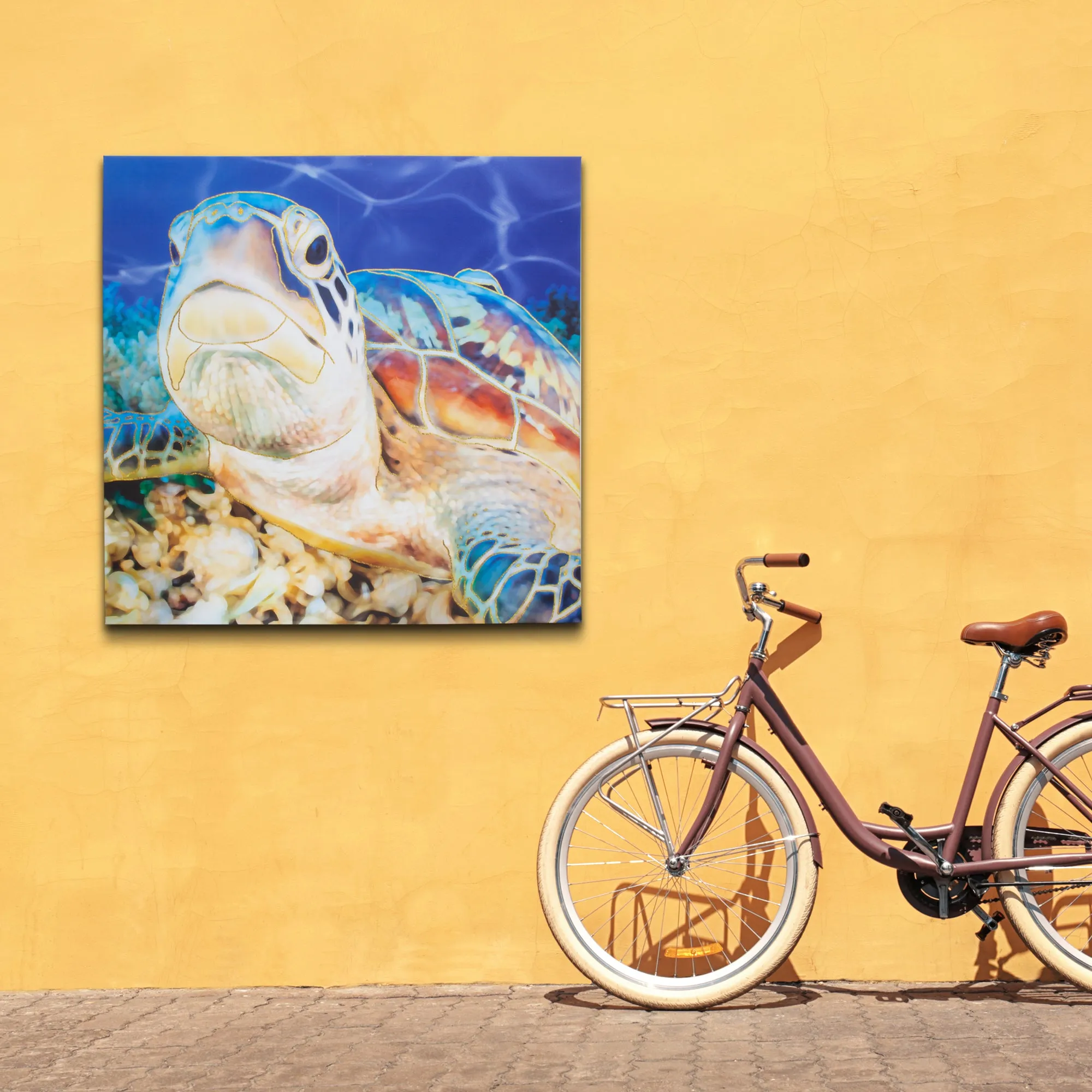 Sea Turtle Outdoor Canvas Art Print - 35x35