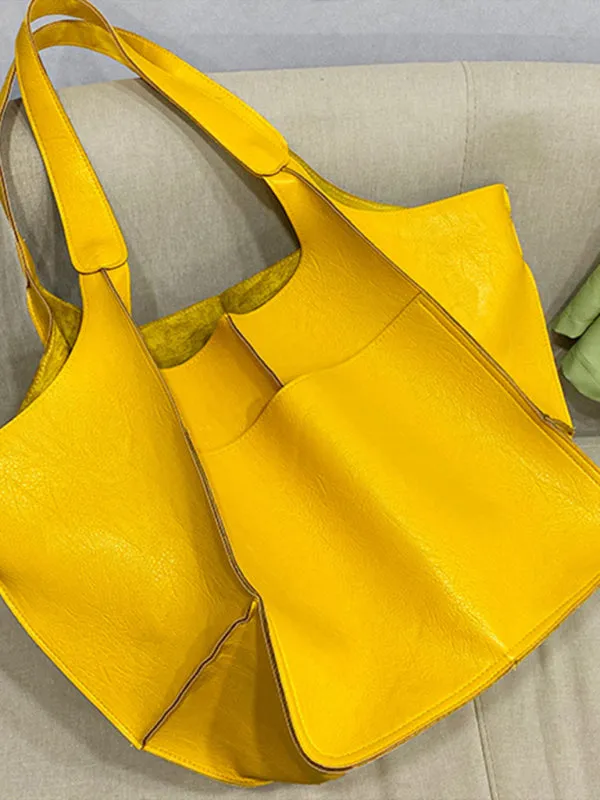 Simple Large Bag Soft Leather Large Capacity One Shoulder Portable Tote Bag