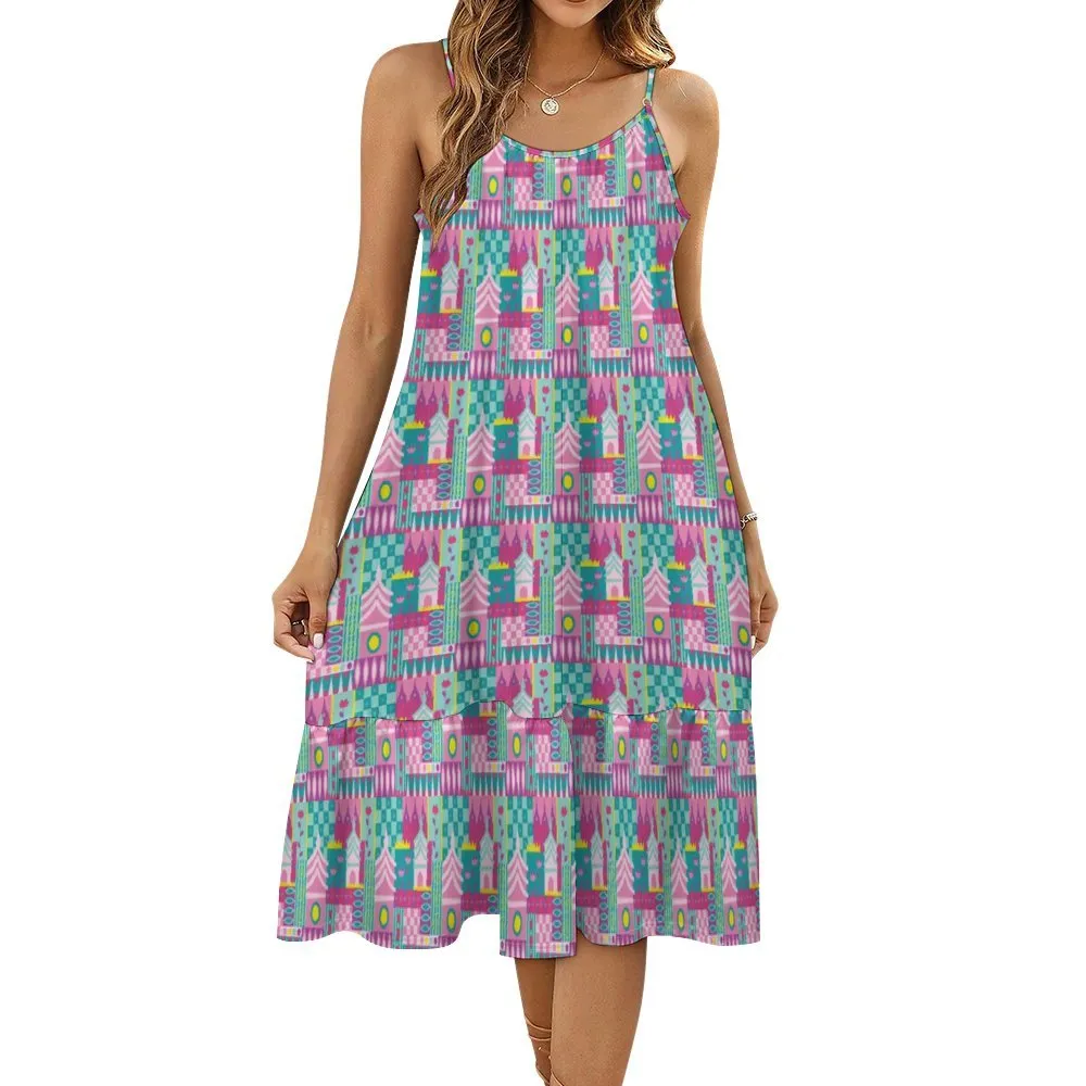 Small World Suspender Sleeveless Dress