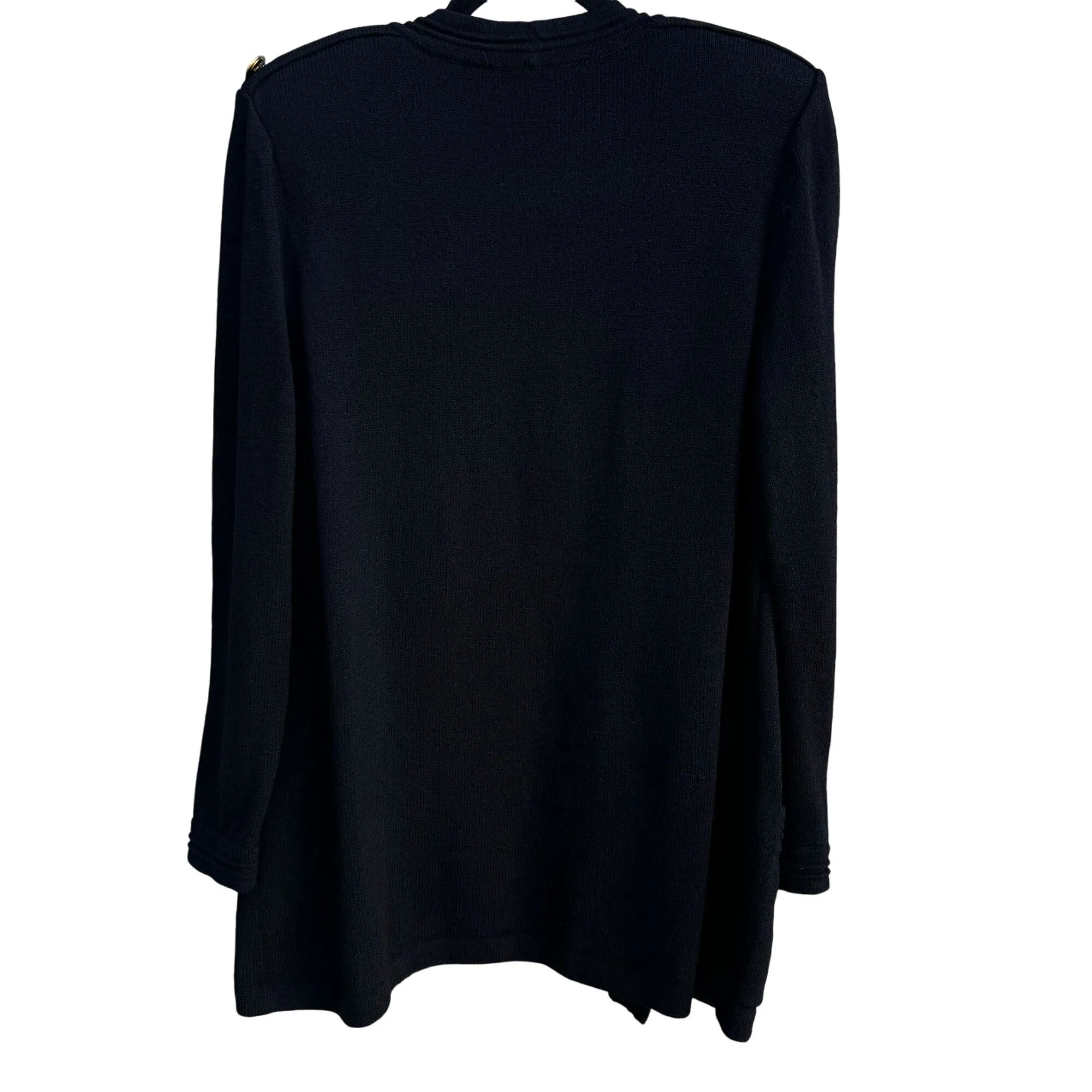 St. John Basics Vintage Women's Black Knit Gold Button Open Front Cardigan - M