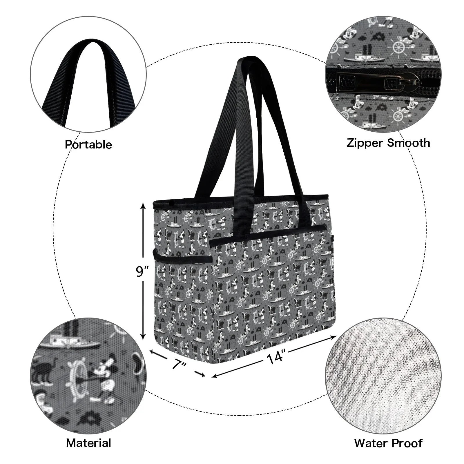 Steamboat Mickey Large Capacity Insulated Tote Bag