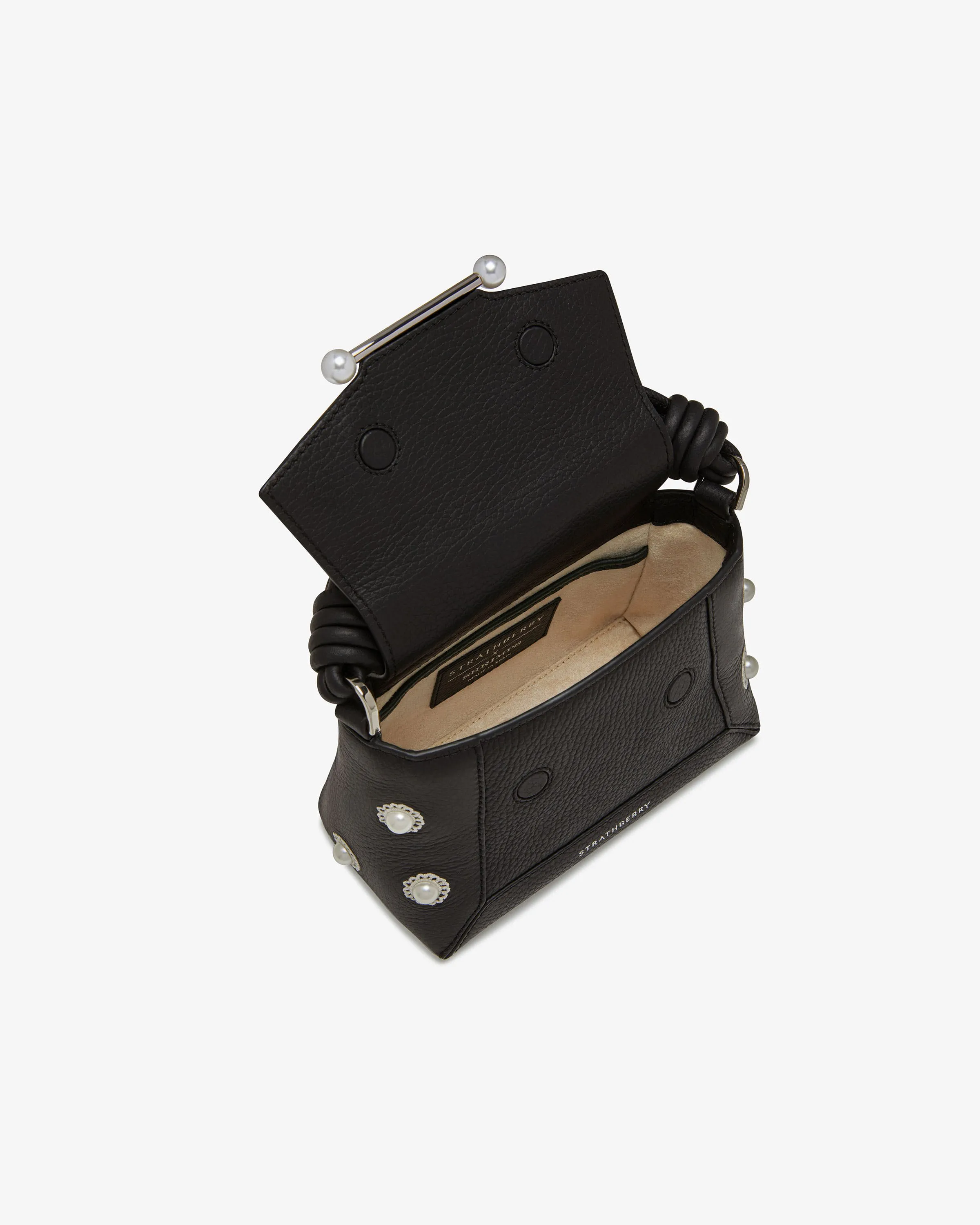 Strathberry x Shrimps Mosaic Nano - Black with Pearl/Embroidery