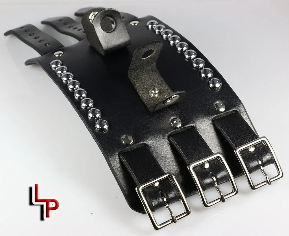 Studded Leather Watchband, 4" Wide