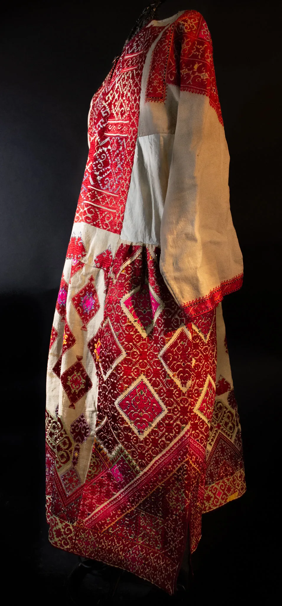 Swat Valley Fuchsia   Embroidered Bodice  White  Tunic