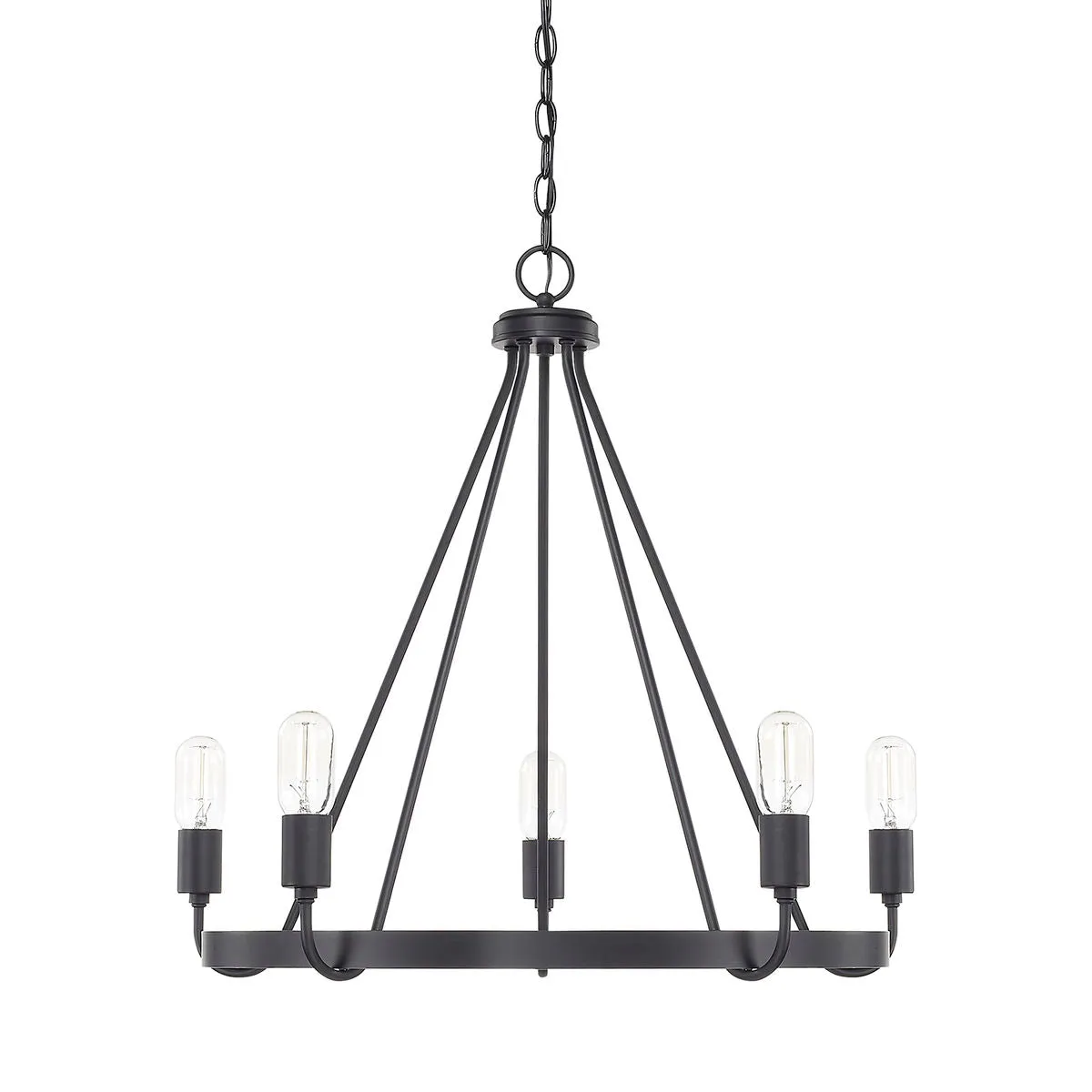TANNER 5 LIGHT CHANDELIER, MATTE BLACK