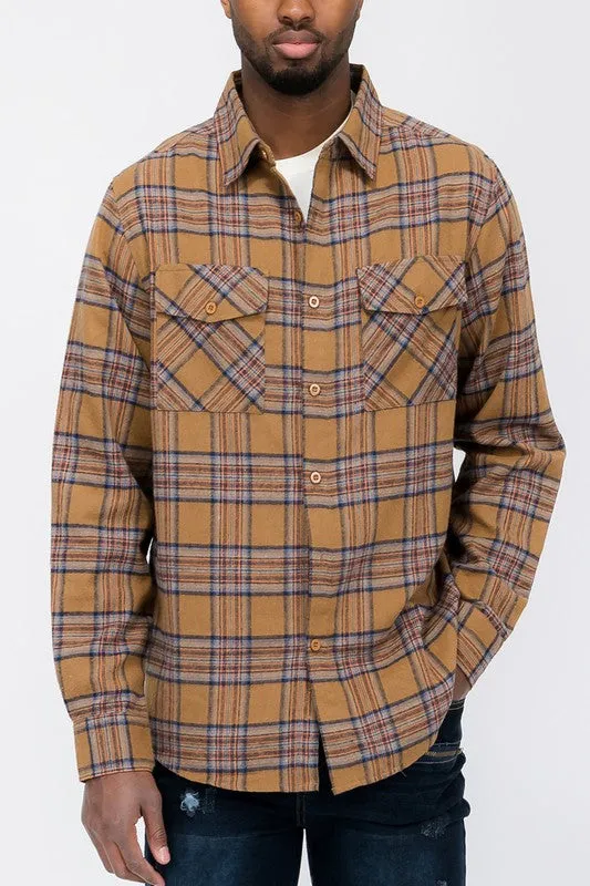 TEEK - LONG SLEEVE FLANNEL PLAID CHECKERED SHIRT