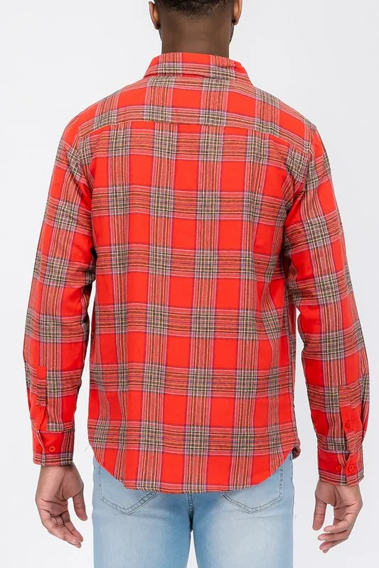 TEEK - LONG SLEEVE FLANNEL PLAID CHECKERED SHIRT