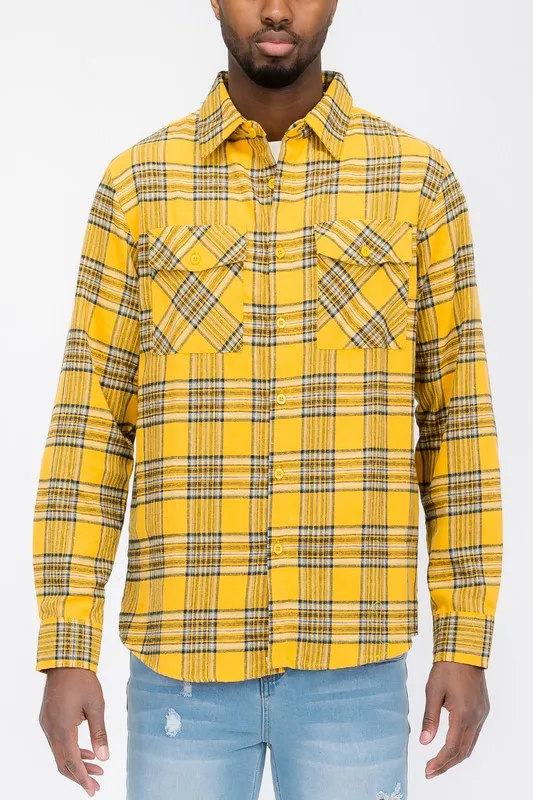 TEEK - LONG SLEEVE FLANNEL PLAID CHECKERED SHIRT