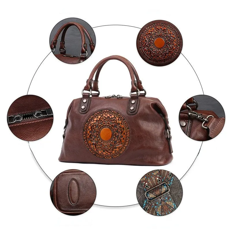 Vintage Totem Genuine Leather Women's Dumpling Bag