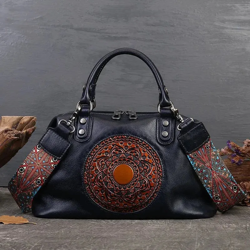 Vintage Totem Genuine Leather Women's Dumpling Bag