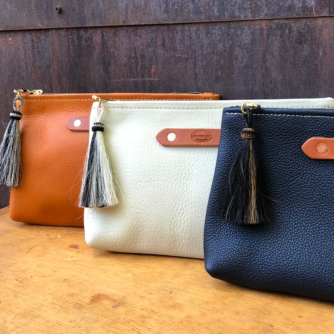 Walnut & Brown Hide Zippy Clutch