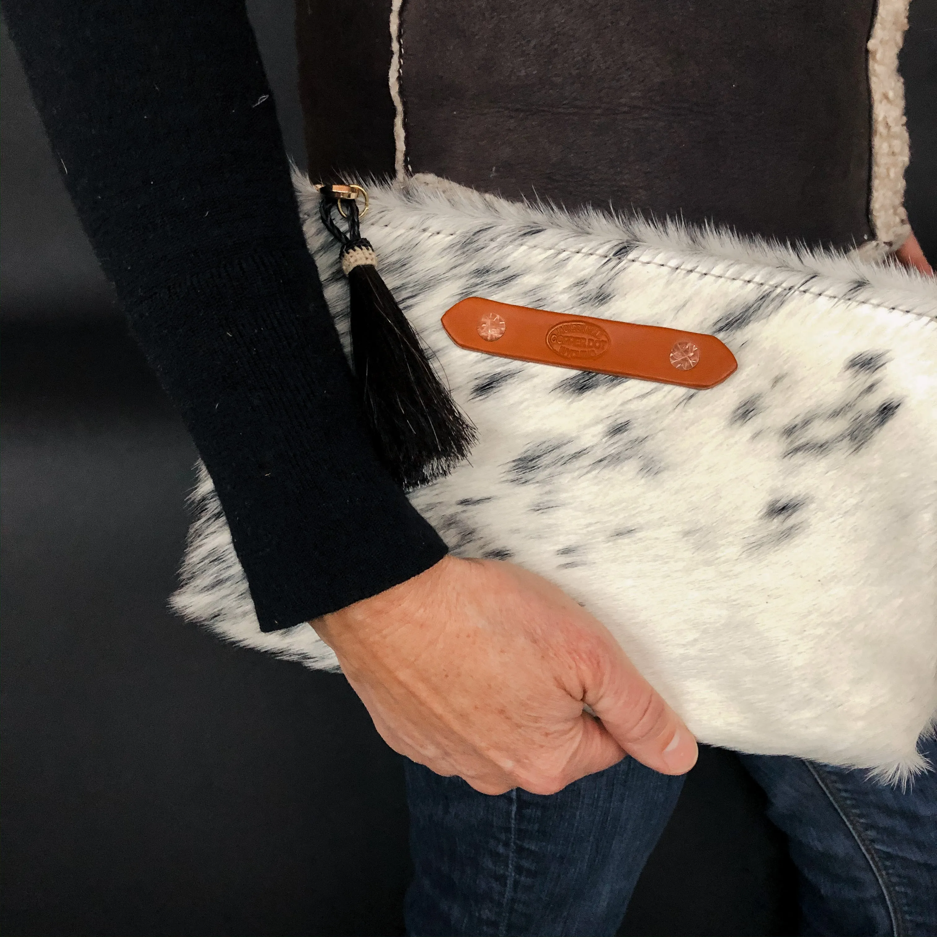 Walnut & Brown Hide Zippy Clutch