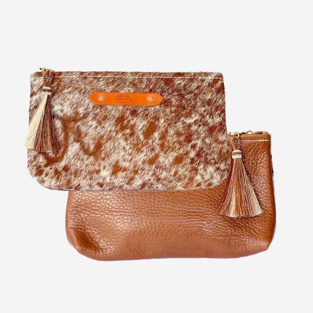 Walnut & Brown Hide Zippy Clutch