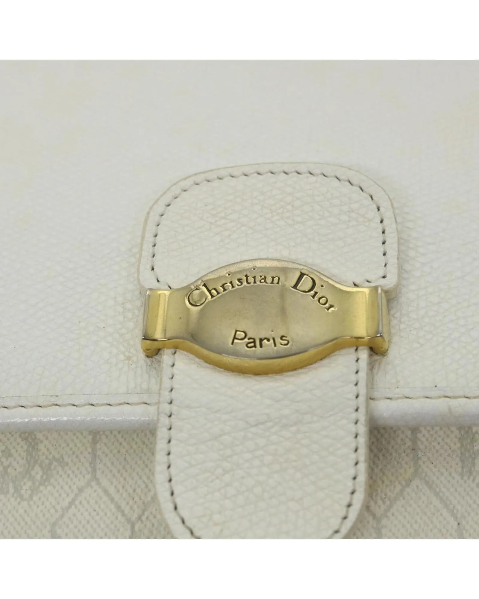 White Honeycomb Canvas Shoulder Bag with Leather Detail
