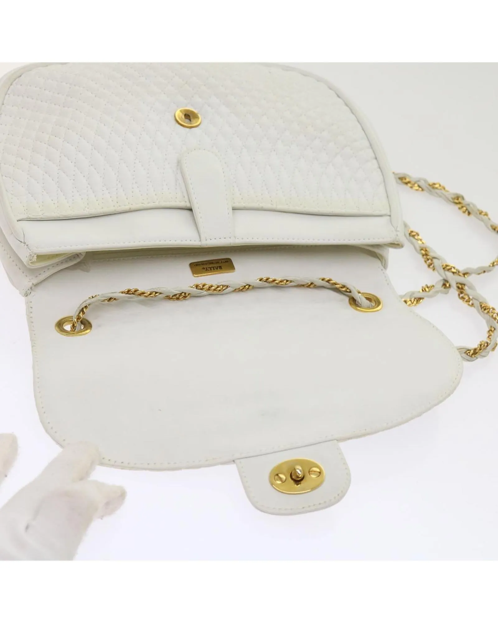 White Quilted Leather Shoulder Bag by Bally - Swiss-made Accessory included
