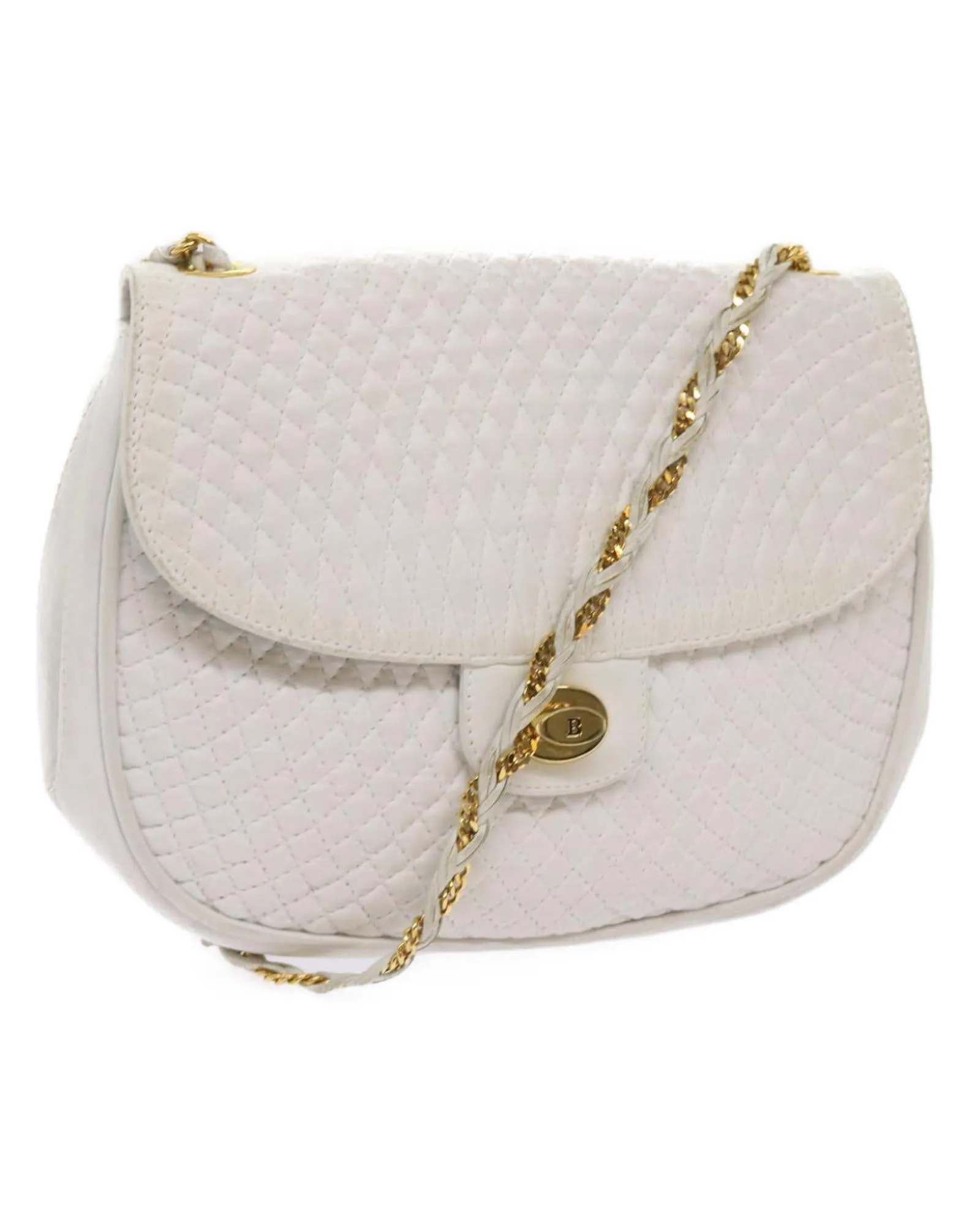 White Quilted Leather Shoulder Bag by Bally - Swiss-made Accessory included